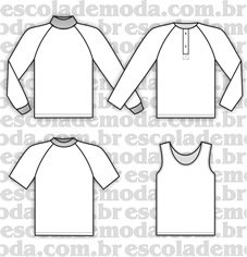 Moldes de regatas e camisetas raglan unissex